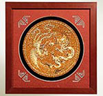 КАРТ?НЫ - Картина Золотая тарелочка с драконом и фениксом XMS-2192
